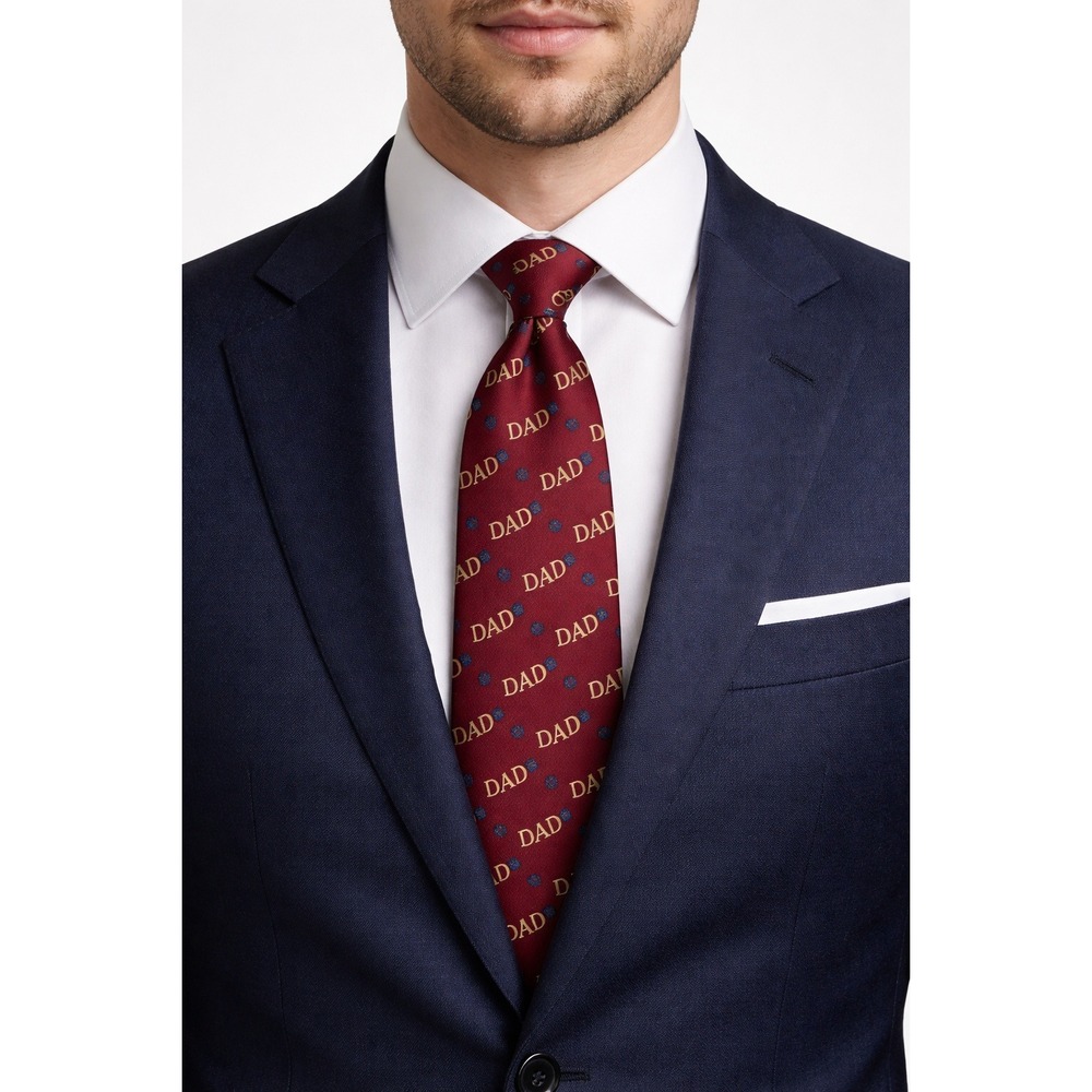 Vintage Dad Novelty Necktie Burgundy Father's Day Gift New British Hong Kong‎